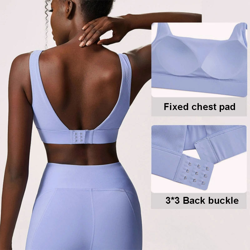 Shockproof Sports Bra, Wide Strap Yoga Bra
