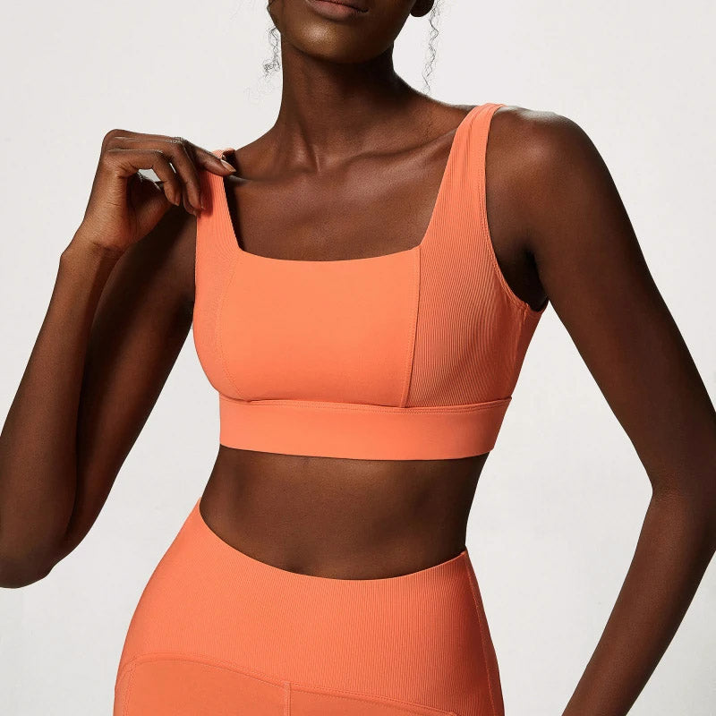 Shockproof Sports Bra, Wide Strap Yoga Bra