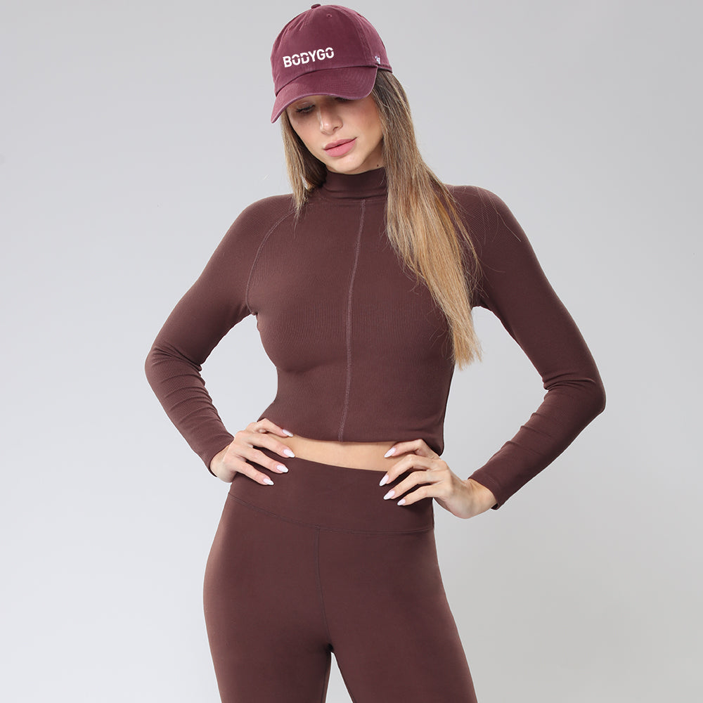 BodyGo LA Long Sleeve Mock Neck Crop Top