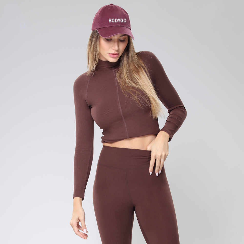 BodyGo LA Long Sleeve Mock Neck Crop Top