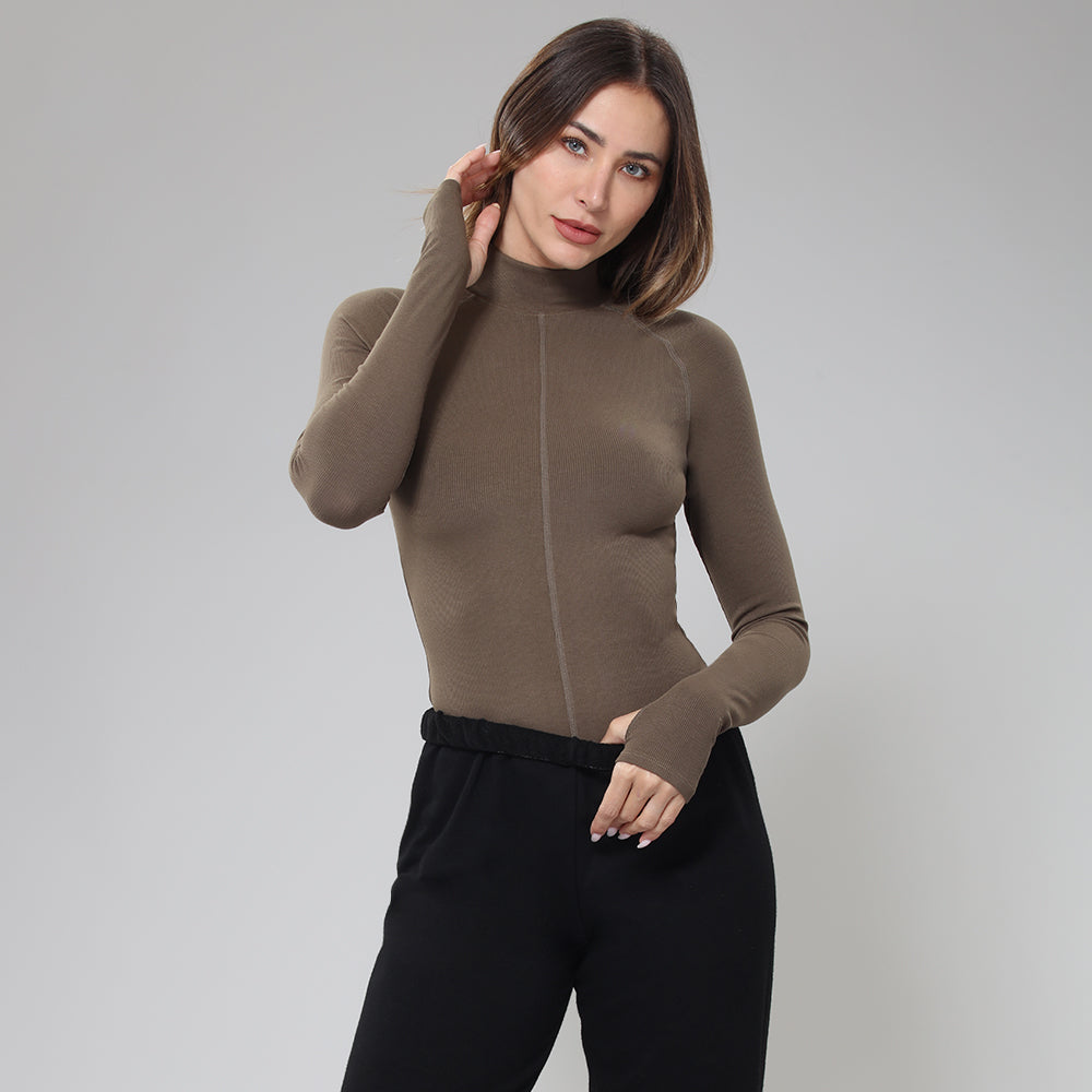 BodyGo LA Long Sleeve Mock Neck Crop Top