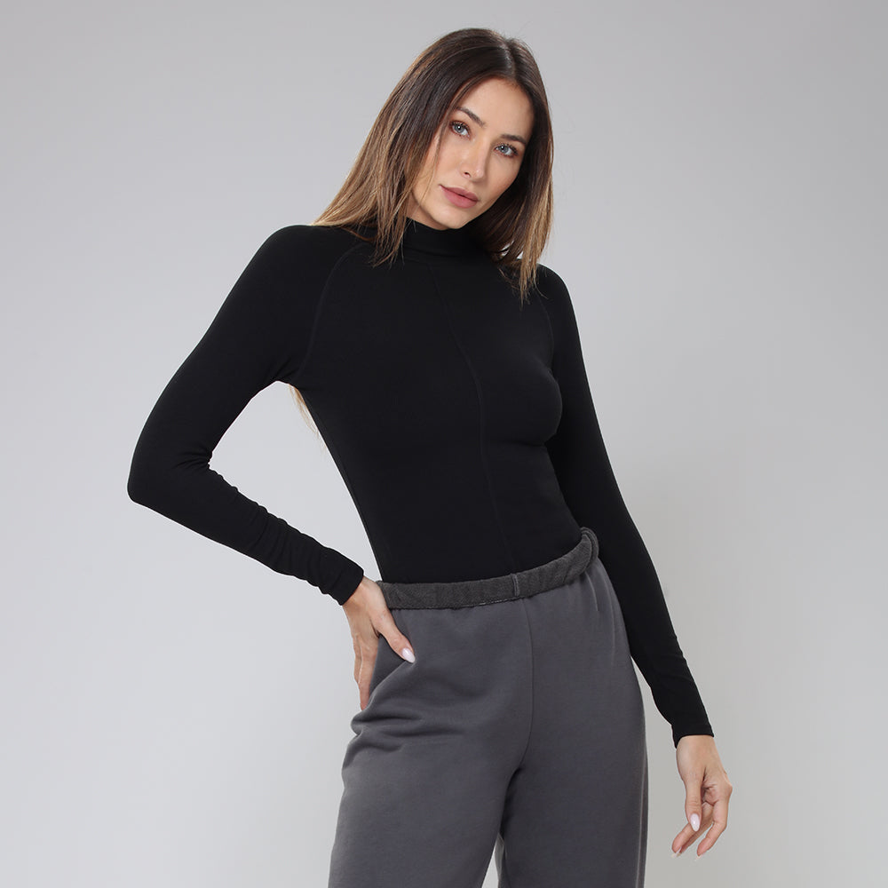 BodyGo LA Long Sleeve Mock Neck Crop Top