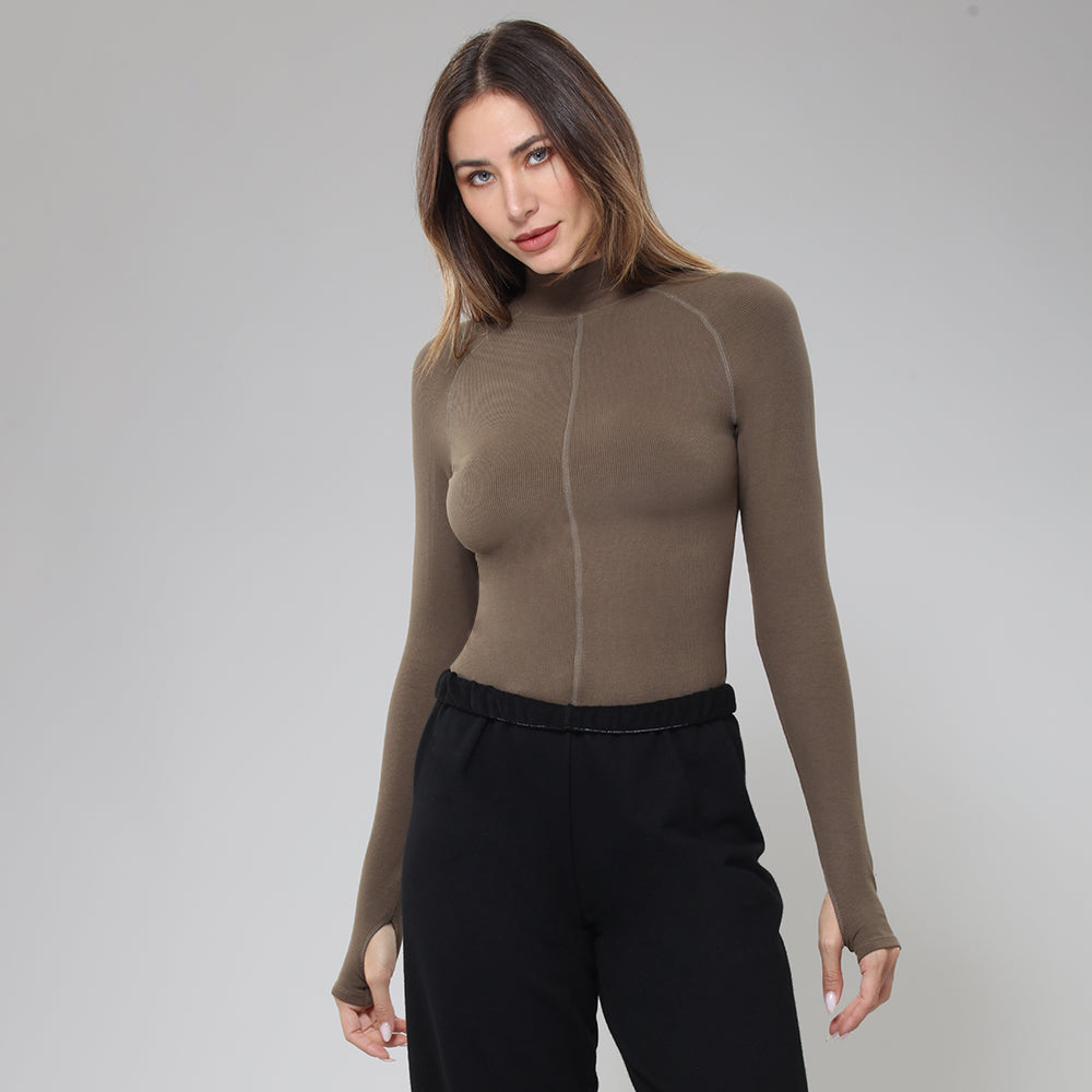 BodyGo LA Long Sleeve Mock Neck Crop Top