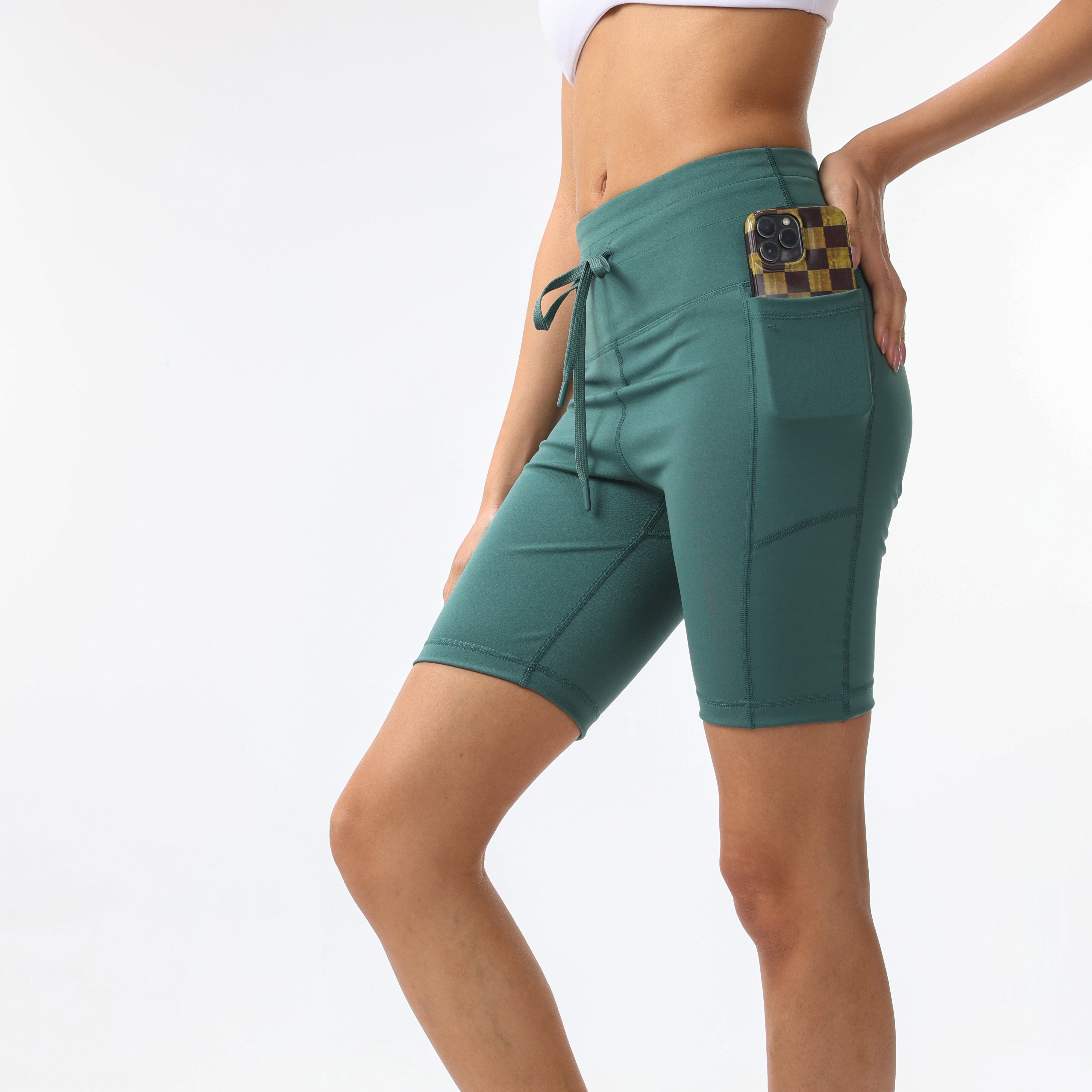 High Waist Sport Yoga Shorts with Side Pocket