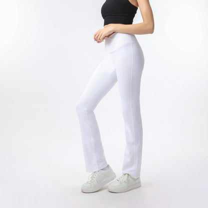 Ribbed Sport Leggings Cross Waist White