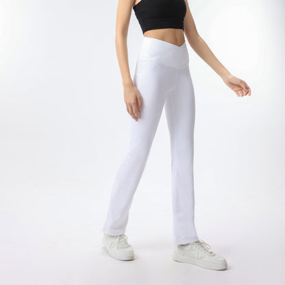 Ribbed Sport Leggings Cross Waist White