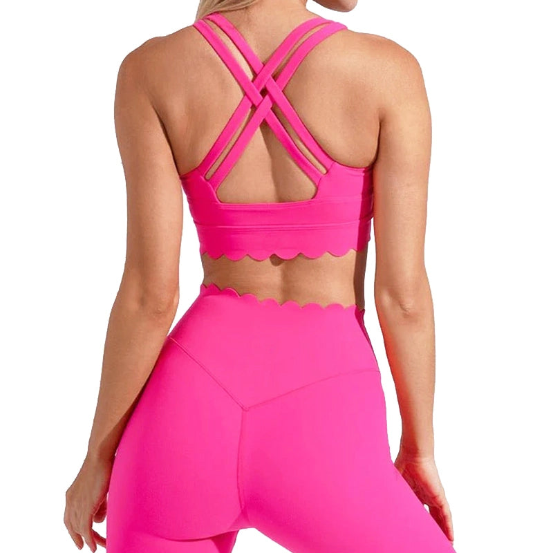 Elegant Lace Hem Yoga Sports Bra