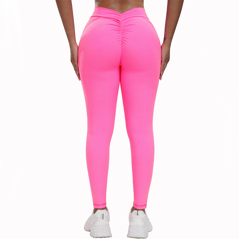 Sport High-Waist Yoga Leggings with Ruched Back and Functional Side Pockets