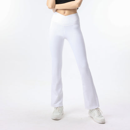 Ribbed Sport Leggings Cross Waist White