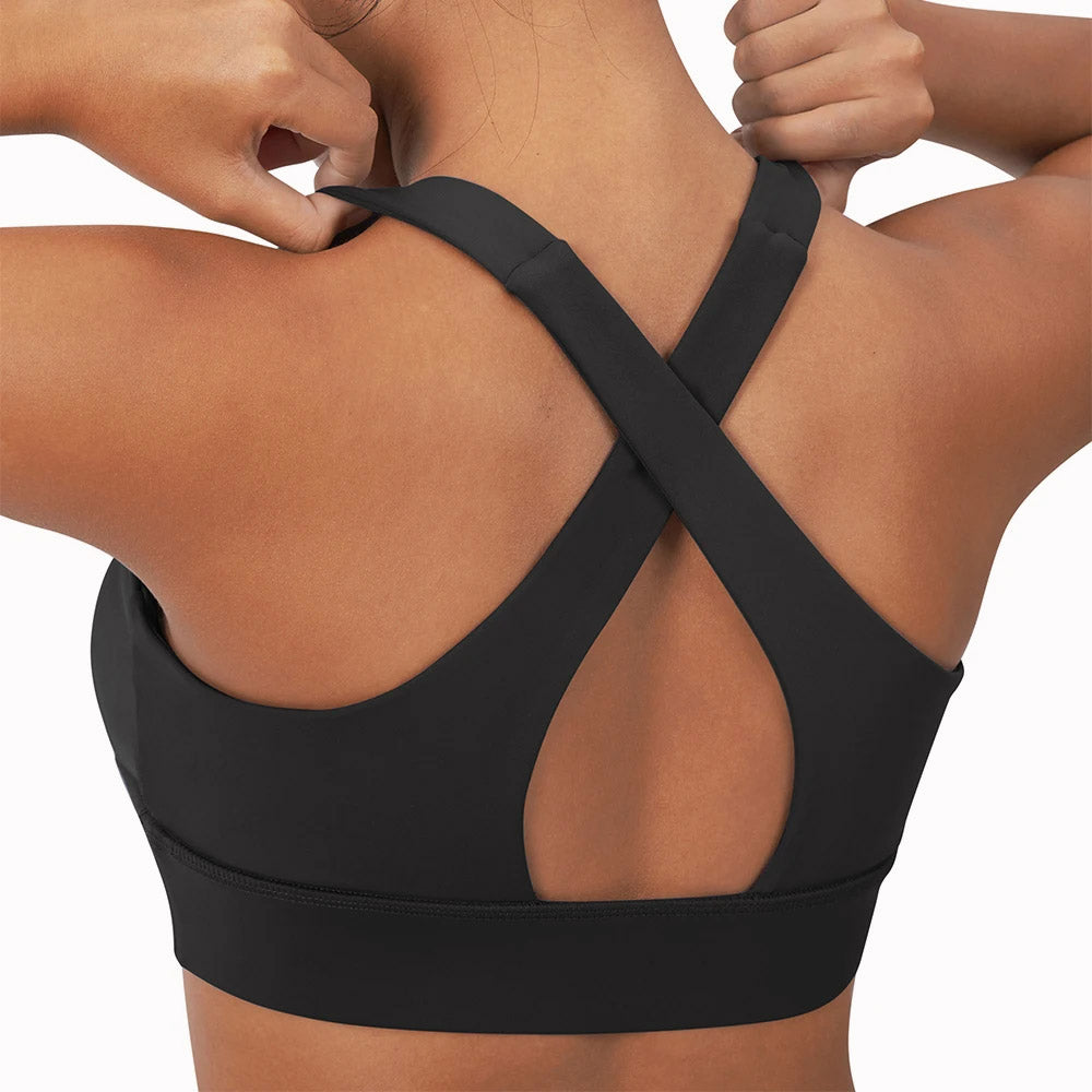 Crossover Strap Twist Front Sports Bra