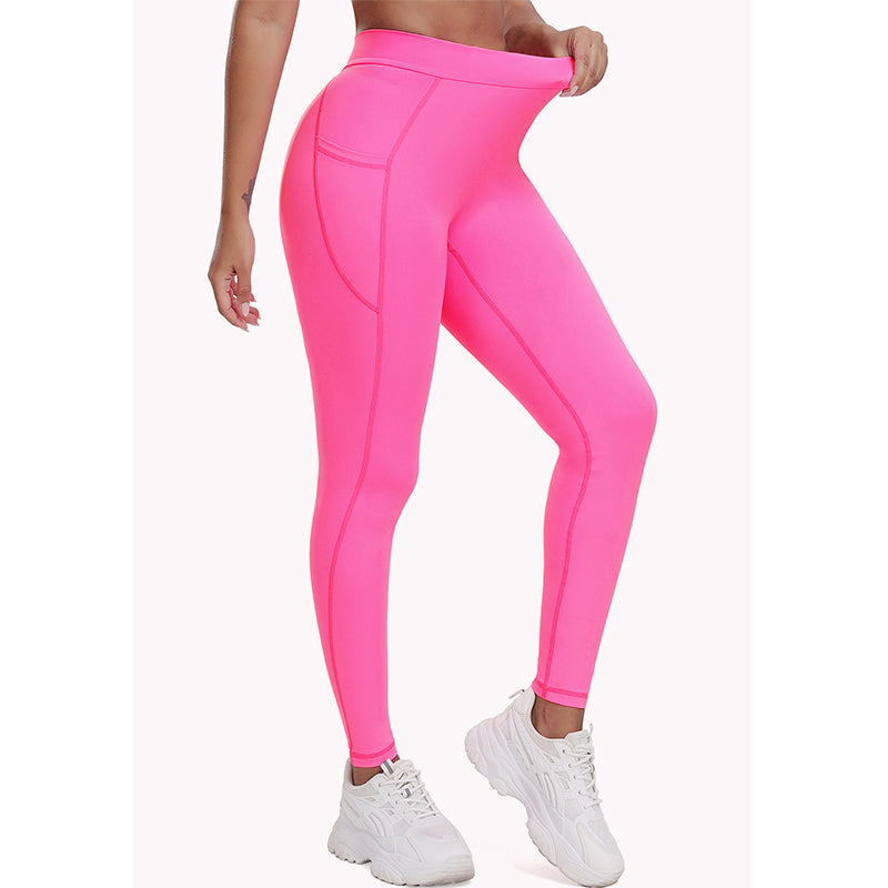 Sport High-Waist Yoga Leggings with Ruched Back and Functional Side Pockets