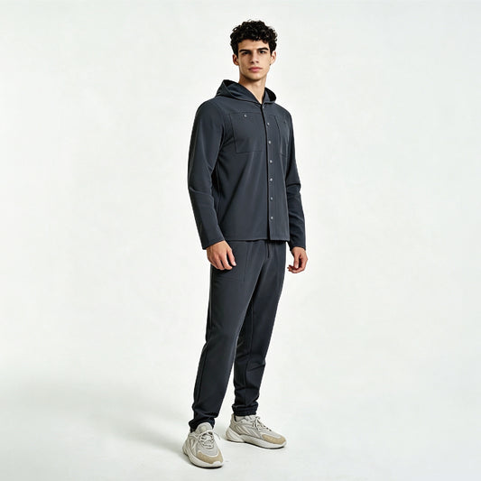 Men's Hooded Utility Button Jacket