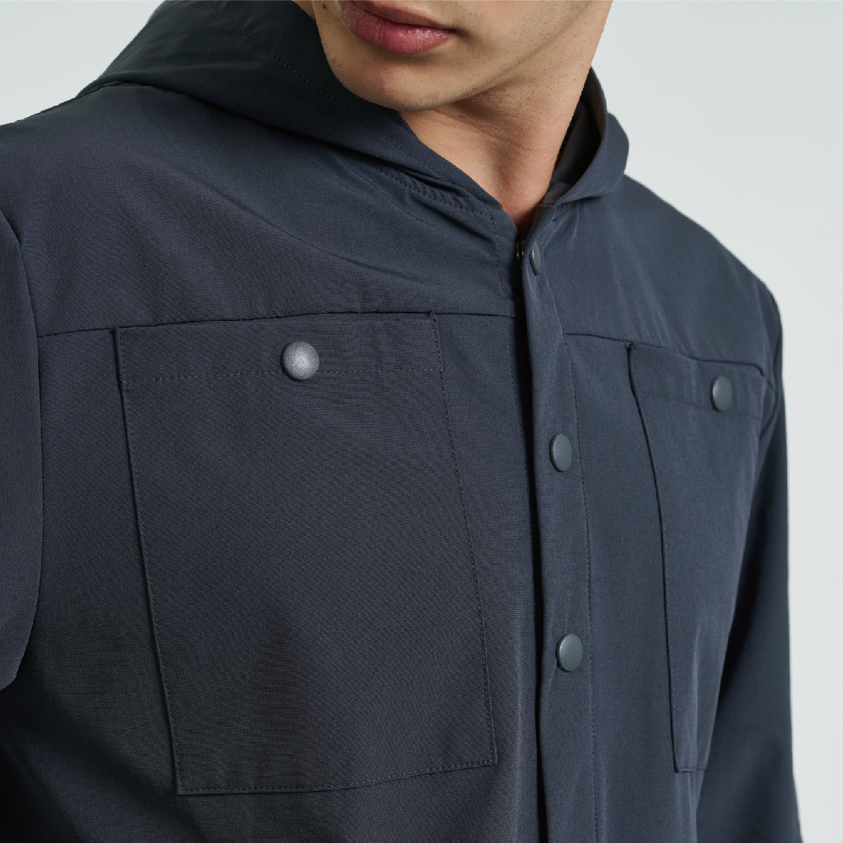 Men's Hooded Utility Button Jacket