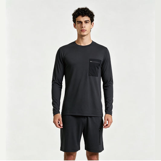Ultra Soft Men’s Long Sleeve Crew Tee & Knit Shorts Set