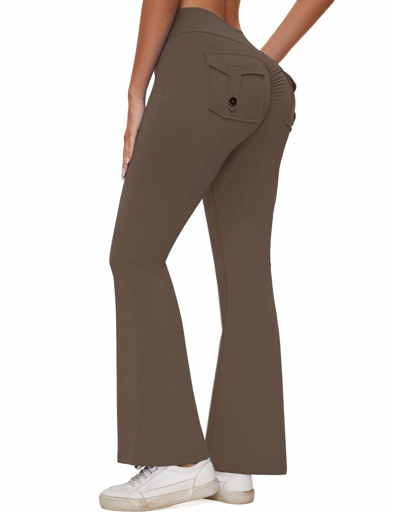 Cross-Waist Wide-Leg Yoga Pants with Back Pocket