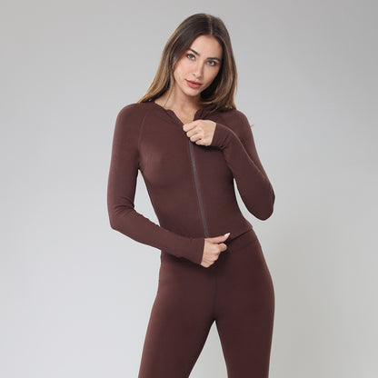 BodyGo LA Zip-Front Rib Knit Shirt