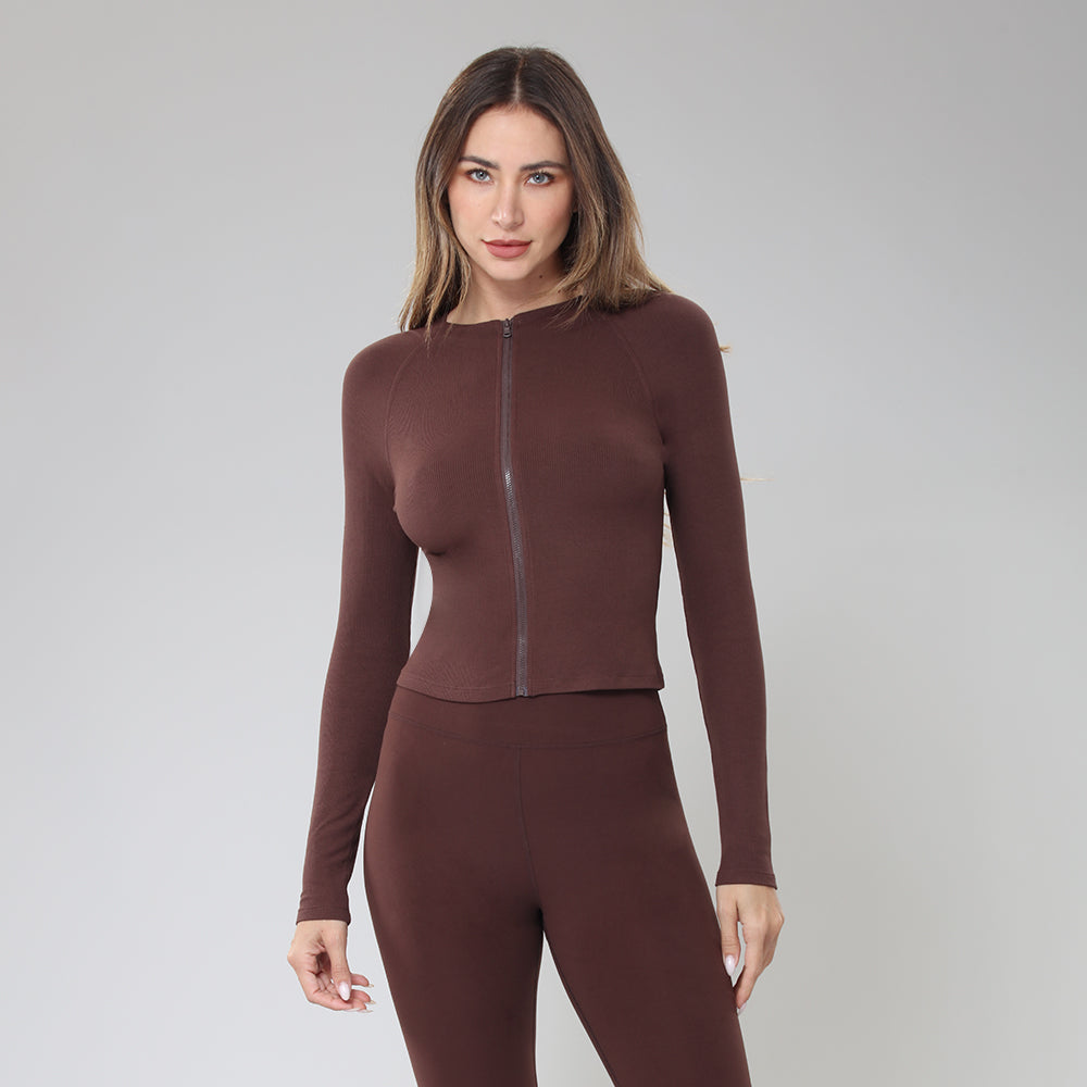 BodyGo LA Zip-Front Rib Knit Shirt