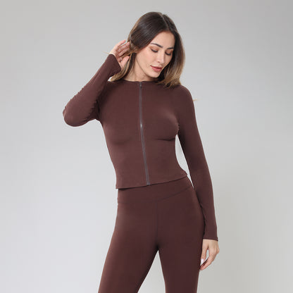 BodyGo LA Zip-Front Rib Knit Shirt