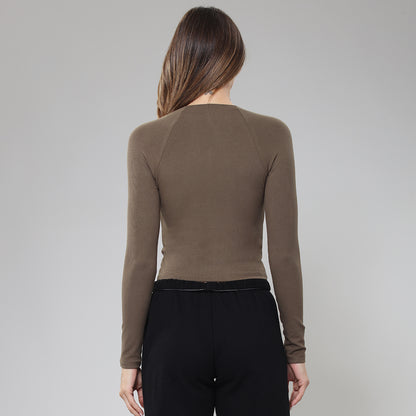 BodyGo LA Zip-Front Rib Knit Shirt